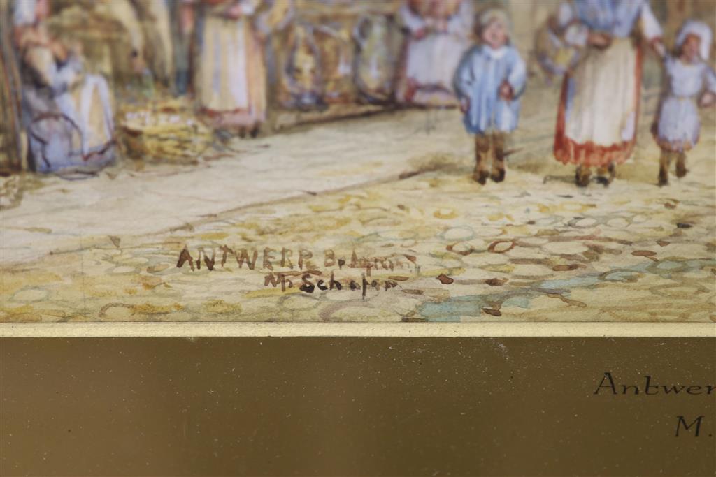 Henry Schafer (1833-1916), watercolour, Antwerp, Belgium, signed, 46 x 35cm